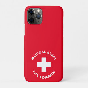 Personalised Medical Alert  Diabetic Red  Case-Mate iPhone Case