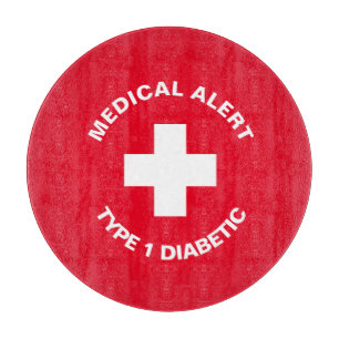 Personalised Medical Alert  Diabetic Red  Cutting Board