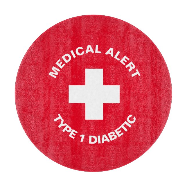 Personalised Medical Alert  Diabetic Red  Cutting Board (Front)