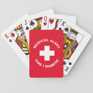 Personalised Medical Alert  Diabetic Red  Playing Cards