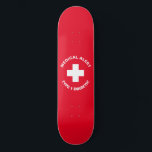 Personalised Medical Alert  Diabetic Red  Skateboard<br><div class="desc">Click "Customise it"  to personalise text and/or change background colour.
great to use for a medic,  a health professional or a diabetic on their luggage</div>