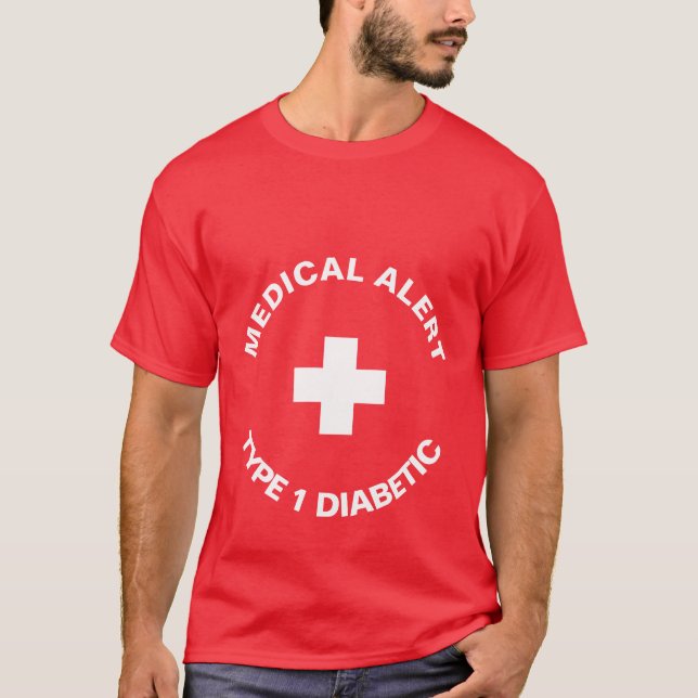 Personalised Medical Alert  Diabetic Red  T-Shirt (Front)
