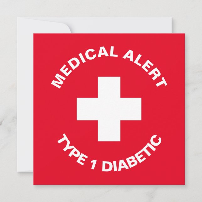 Personalised Medical Alert  Diabetic Red  Thank You Card (Front)