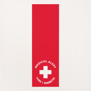 Personalised Medical Alert Diabetic Red Yoga Mat
