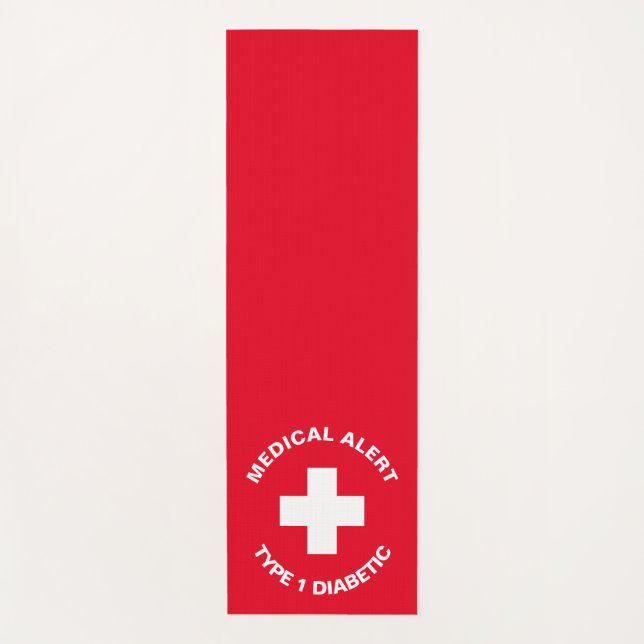 Personalised Medical Alert  Diabetic Red  Yoga Mat (Front)