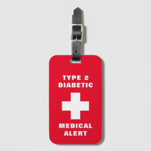 Personalised Medical Alert Diabetic Type 2 Luggage Luggage Tag