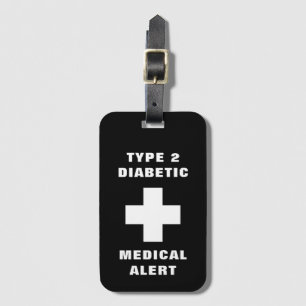 Personalised Medical Alert Diabetic Type 2 Luggage Luggage Tag