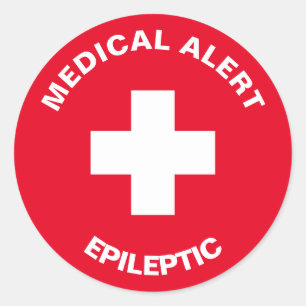 Personalised Medical Alert Epileptic Red Classic Round Sticker