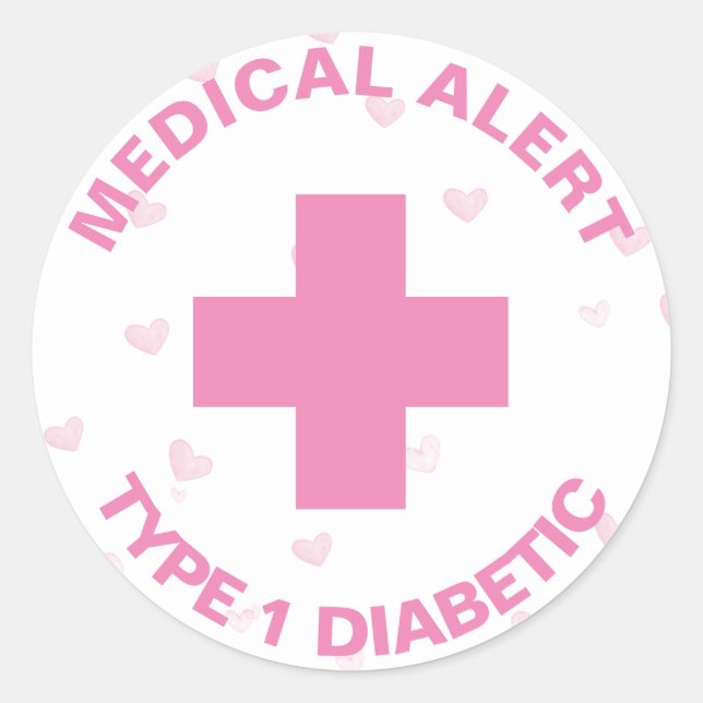 Personalised Medical Alert Insulin Diabetic Cute Classic Round Sticker (Front)
