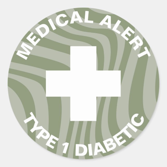 Personalised Medical Alert Insulin Diabetic Cute Classic Round Sticker (Front)