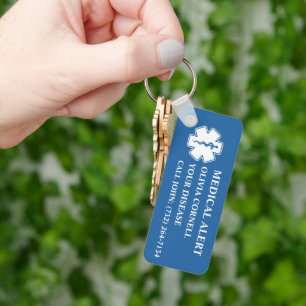 Personalised Medical Alert Medical Information ID Key Ring