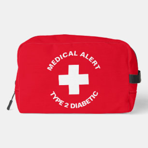 Personalised Medical Alert type 2 Diabetic Red Dopp Kit