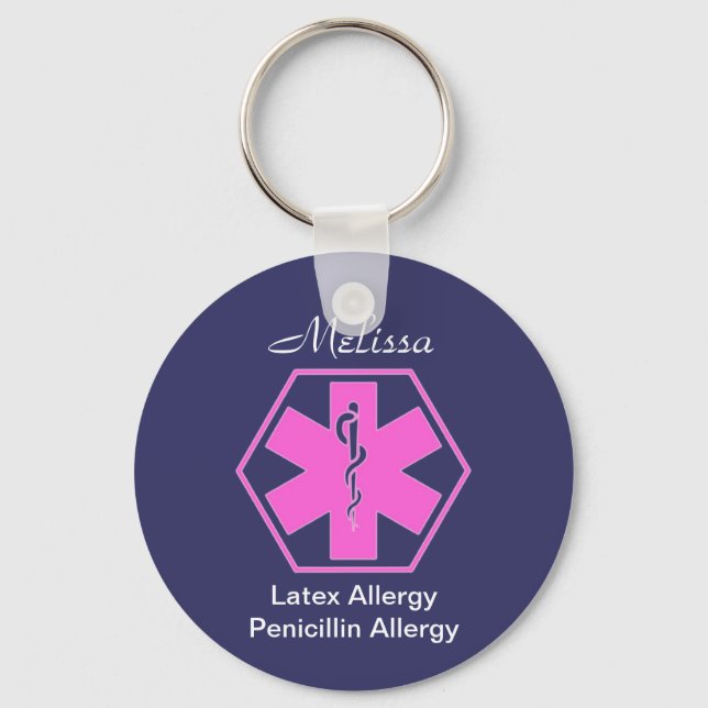 Personalised Medical allergy alert keychains (Front)