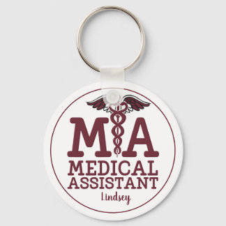 Personalised Medical Assistant Burgundy Keychain