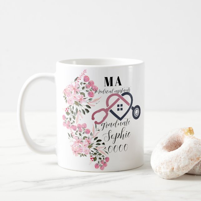 Personalised medical assistants graduate coffee mug (With Donut)
