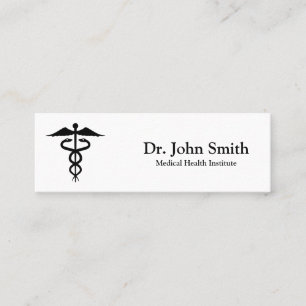 Personalised Medical Caduceus Black Mini Business Card