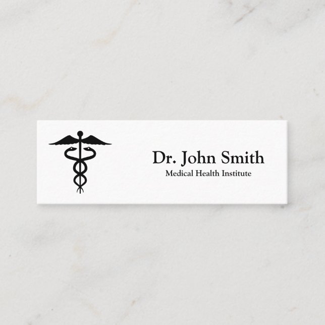 Personalised Medical Caduceus Black Mini Business Card (Front)