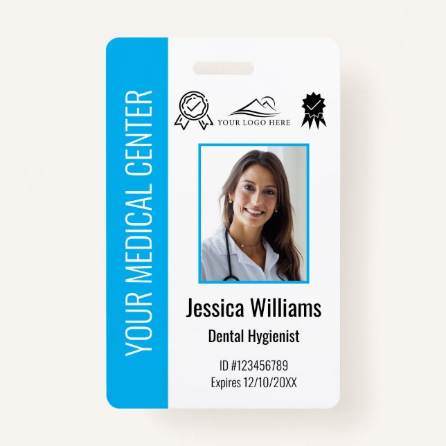 Personalised Medical Certified Employee Blue ID  ID Badge (Front)