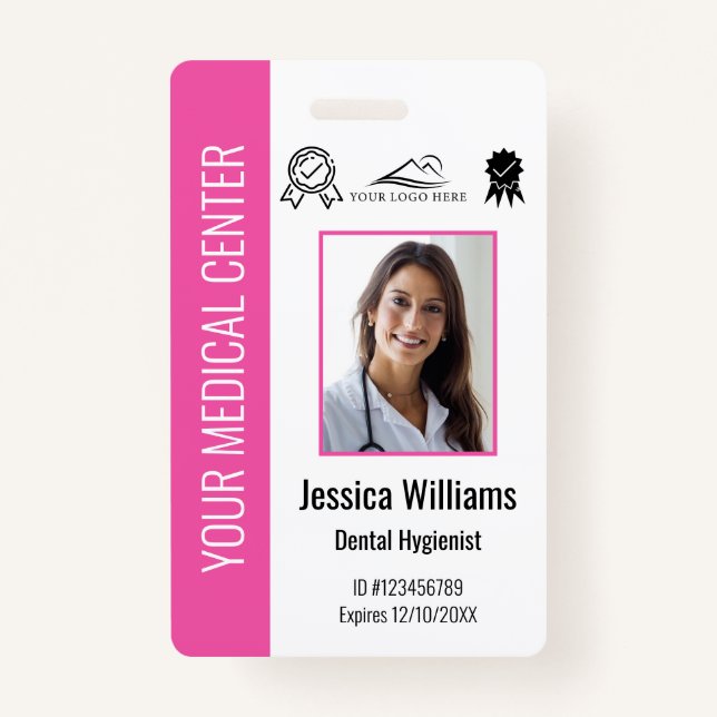 Personalised Medical Certified Employee Pink ID ID Badge (Front)