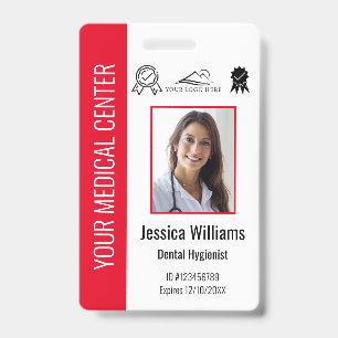 Personalised Medical Certified Employee Red ID Badge