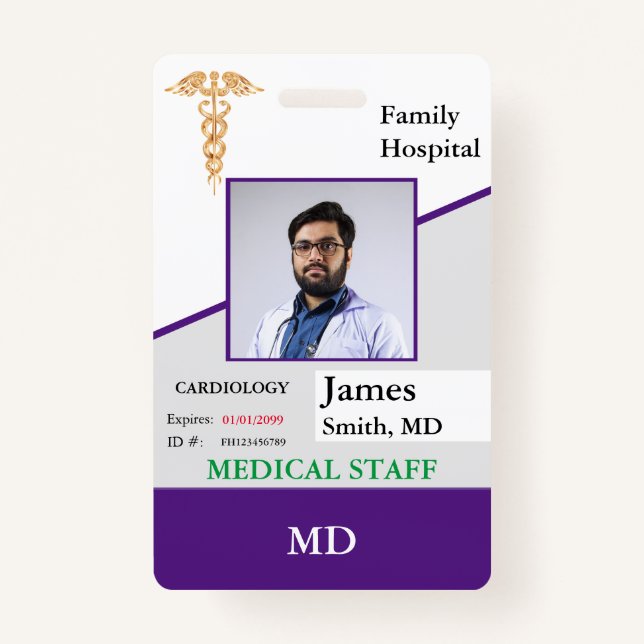 Personalised Medical Employee ID Badge + Barcode (Front)