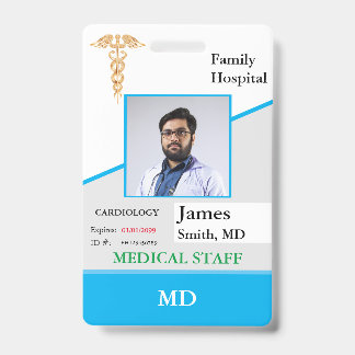 Personalised Medical Employee ID Badge + Barcode