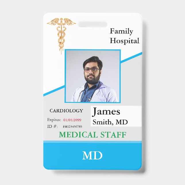 Personalised Medical Employee ID Badge + Barcode (Front)