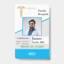 Personalised Medical Employee ID Badge + Barcode
