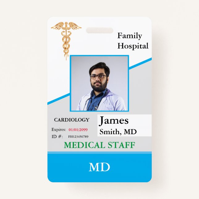 Personalised Medical Employee ID Badge + Barcode (Front)