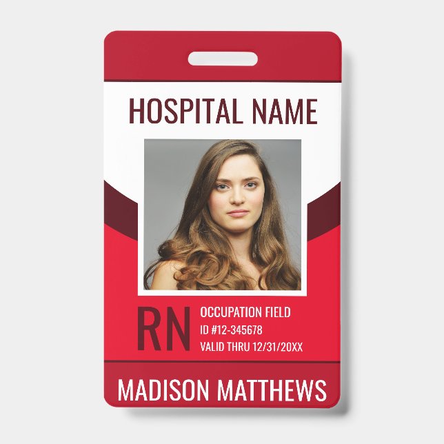 Personalised Medical Employee Photo ID Badge (Front)