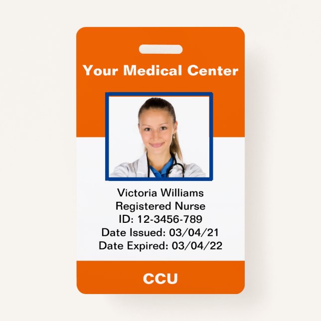 Personalised Medical Employee Photo ID Badge (Front)