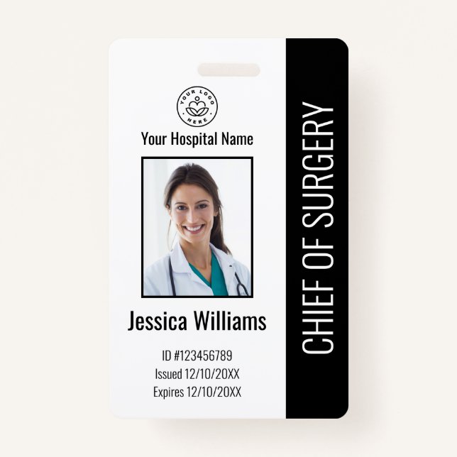 Personalised Medical Employee Photo ID Black ID Badge (Front)