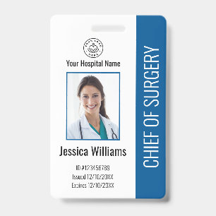 Personalised Medical Employee Photo ID Blue Badge