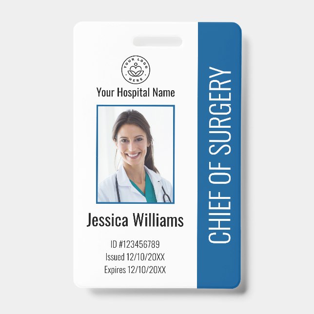 Personalised Medical Employee Photo ID Blue Badge (Front)