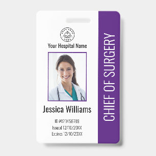 Personalised Medical Employee Photo ID Purple Badge