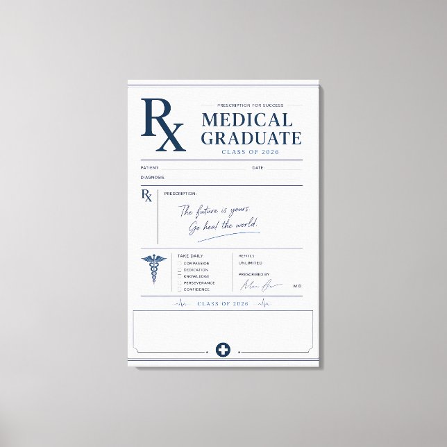 Personalised Medical Graduate Class 2026 Canvas Print (Front)