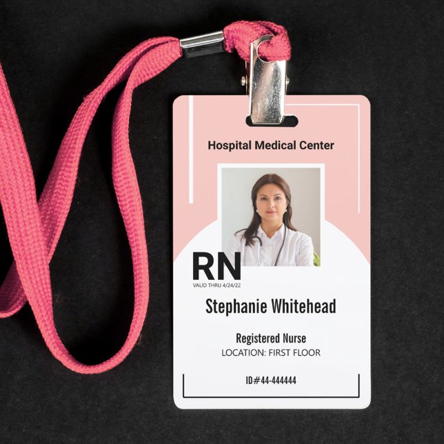 Personalised Medical Personnel Photo ID Pink ID Badge (Your photo ID employee badge is not just an identification tool, but a powerful communication medium)