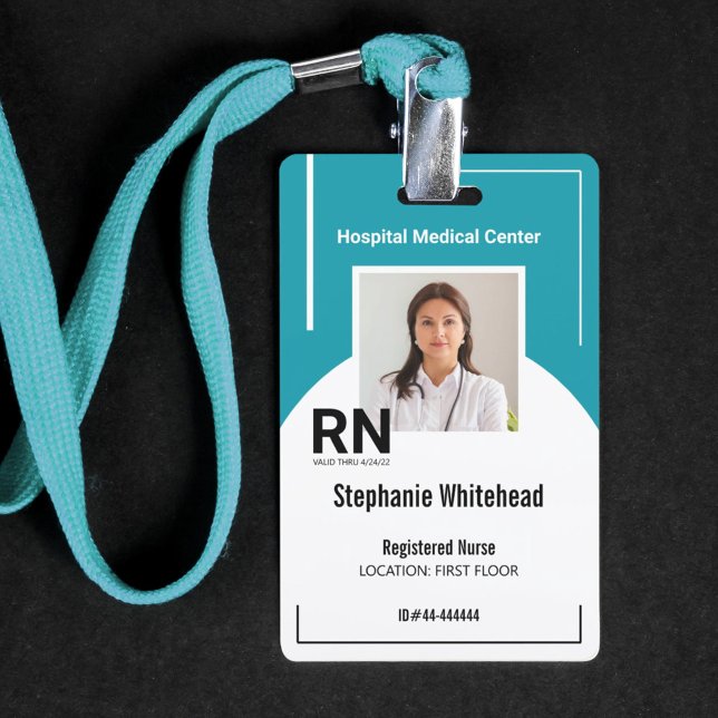 Personalised Medical Personnel Photo ID Teal ID Badge (Your photo ID employee badge is not just an identification tool, but a powerful communication medium)