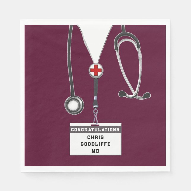 Personalised Medical School Graduation Party Napkin (Front)