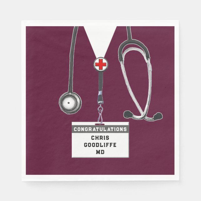 Personalised Medical School Graduation Party Napkin (Front)