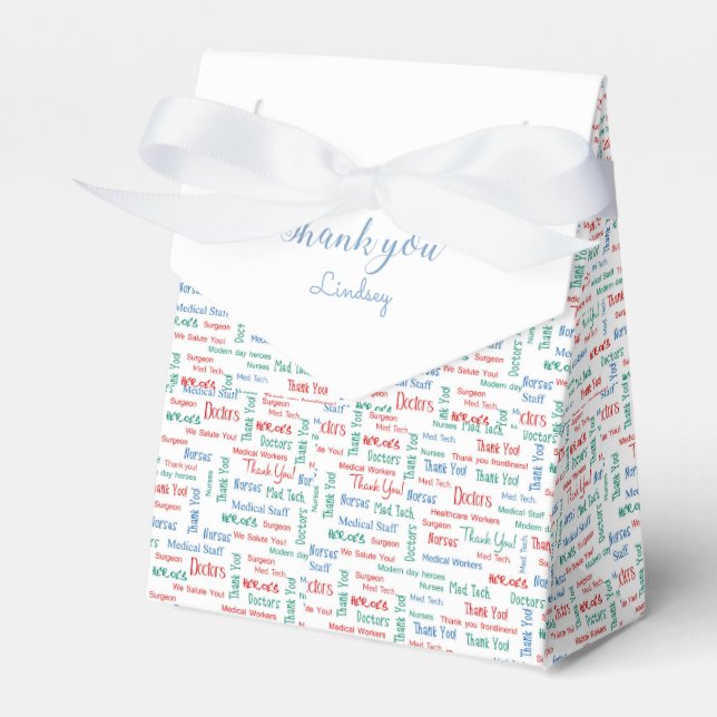 Personalised medical Thank You Red White Blue   Favour Box (Front Side)