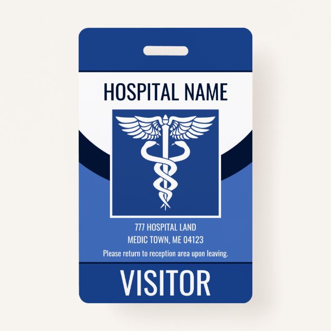 Personalised Medical Visitor Logo Photo ID Badge (Front)