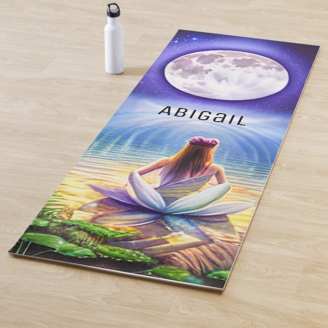 Personalised Meditating Lotus Flower Full Moon Yoga Mat (In Situ)