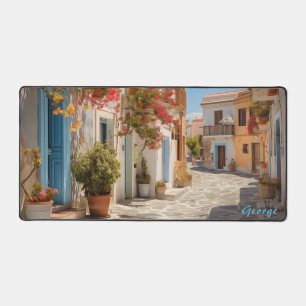 Personalised Mediterranean Island Street Desk Mat