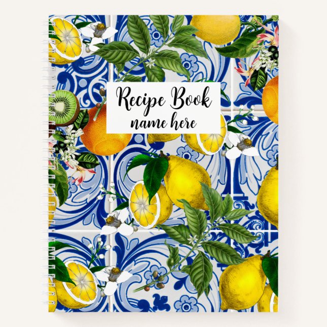 Personalised Mediterranean Lemons Recipe Book (Front)