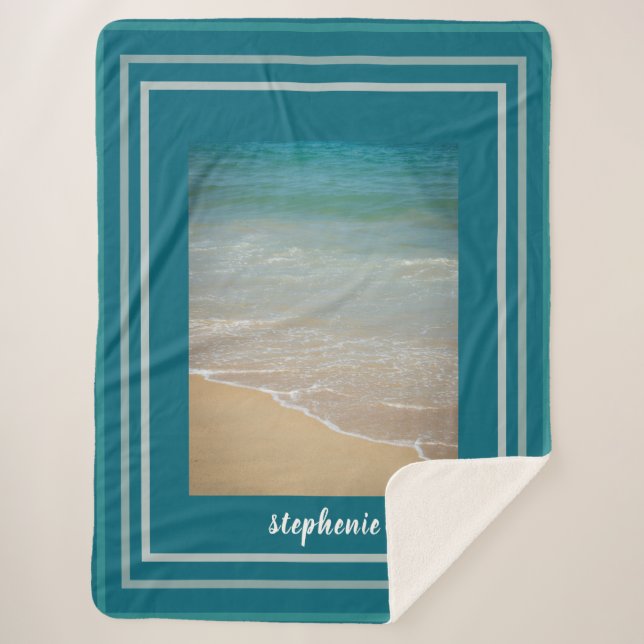 Personalised Mediterranean Sea View  Sherpa Blanket (Front)