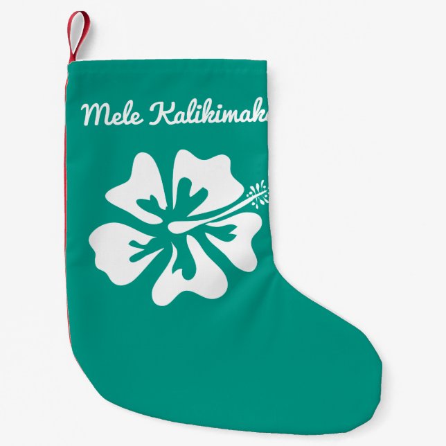 Personalised Mele Kalikimaka Hawaiian Holiday Small Christmas Stocking (Front)
