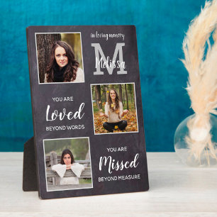 Personalised Memorial 3 Photo Monogram Remembrance Plaque