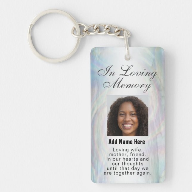 Personalised Memorial Angel Wings Add Photo  Key Ring (Front)