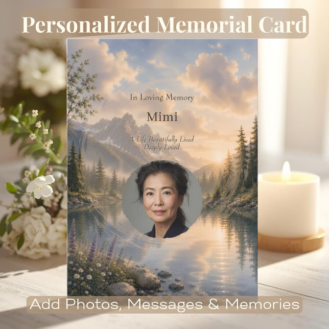Personalised Memorial Celebration of Life Card (Personalized memorial card with custom photo and QR code for lasting remembrance and tribute.)